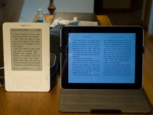 The iPad and Kindle inside